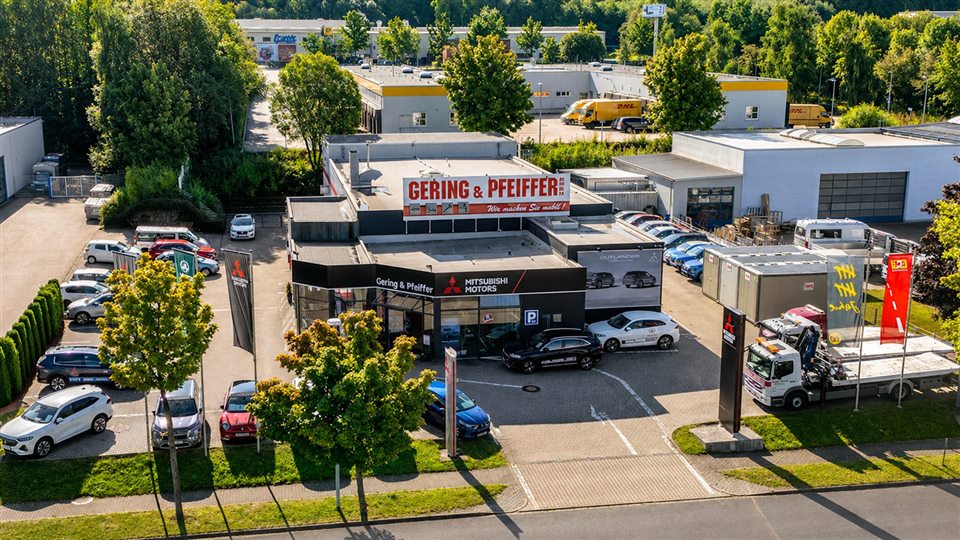 Luftaufnahme des Autohauses Gering & Pfeiffer in Chemnitz